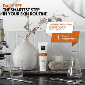 SOL LABS sunscreen on body beach scene showing water-resistant wear for active days