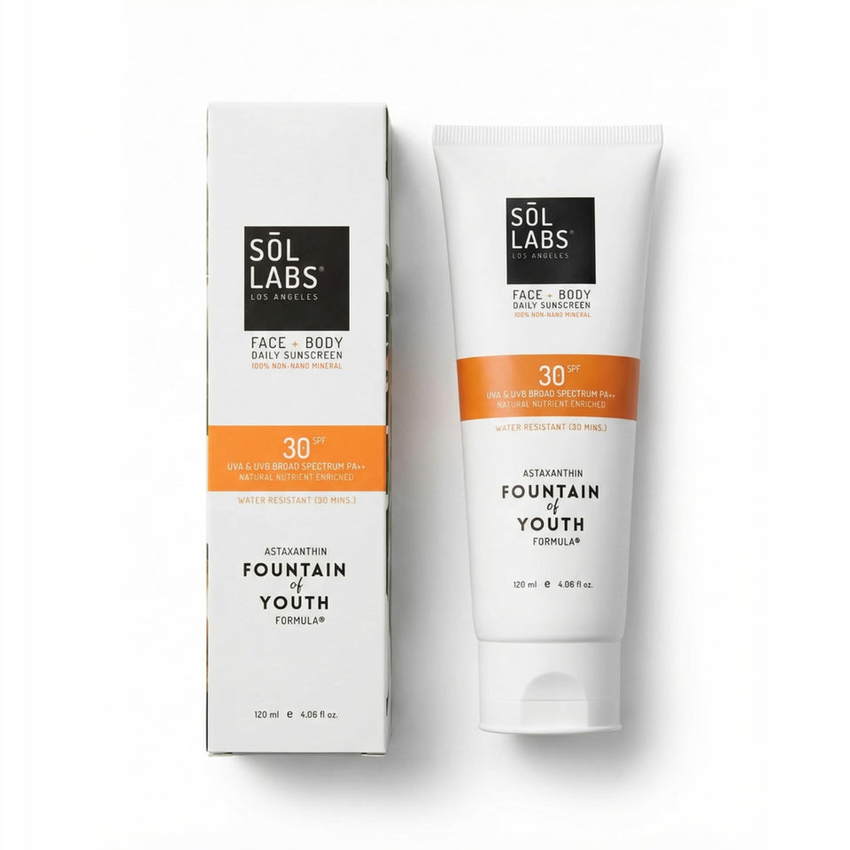 SOL LABS front packaging of SPF 30 lotion showing compact tube and branding for daily protection