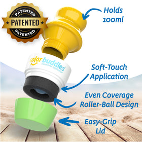 Solar Buddies close-up of soft sponge head that ensures gentle even application