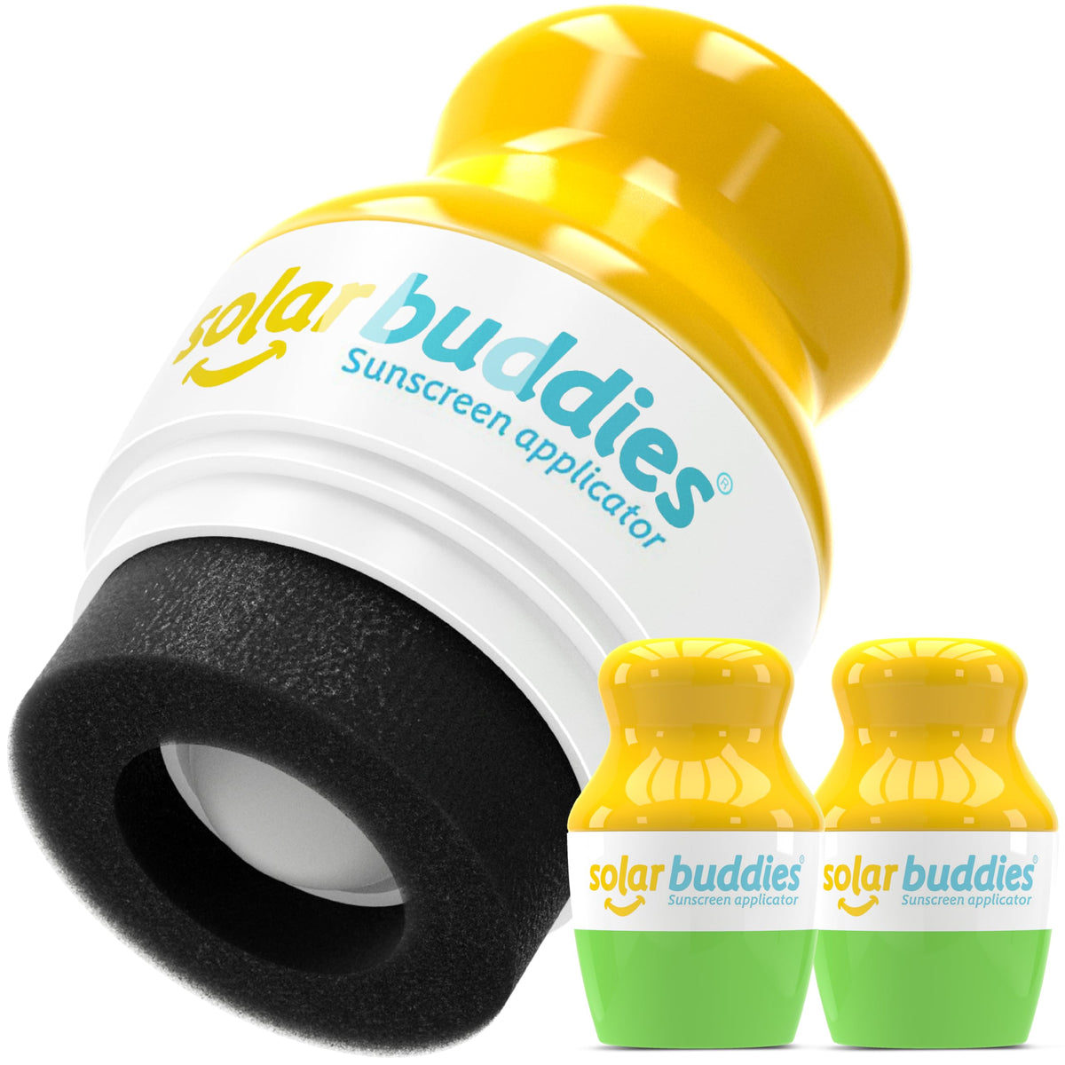 Solar Buddies front view showing Green Duo bottle and travel-ready design benefits