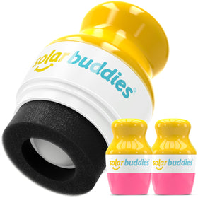 Solar Buddies front packaging showing pink duo, compact and travel-ready