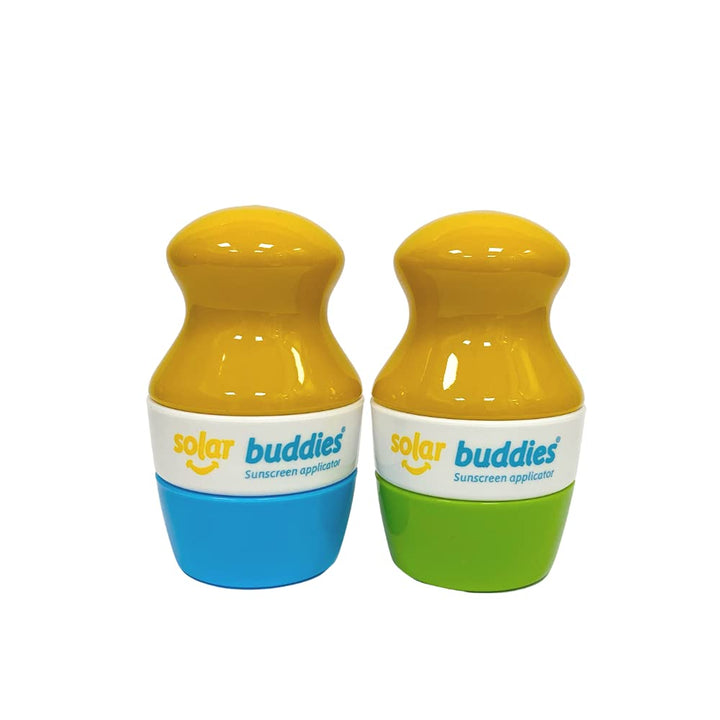 Solar Buddies front view showing refillable 100ml applicator and cap for easy travel