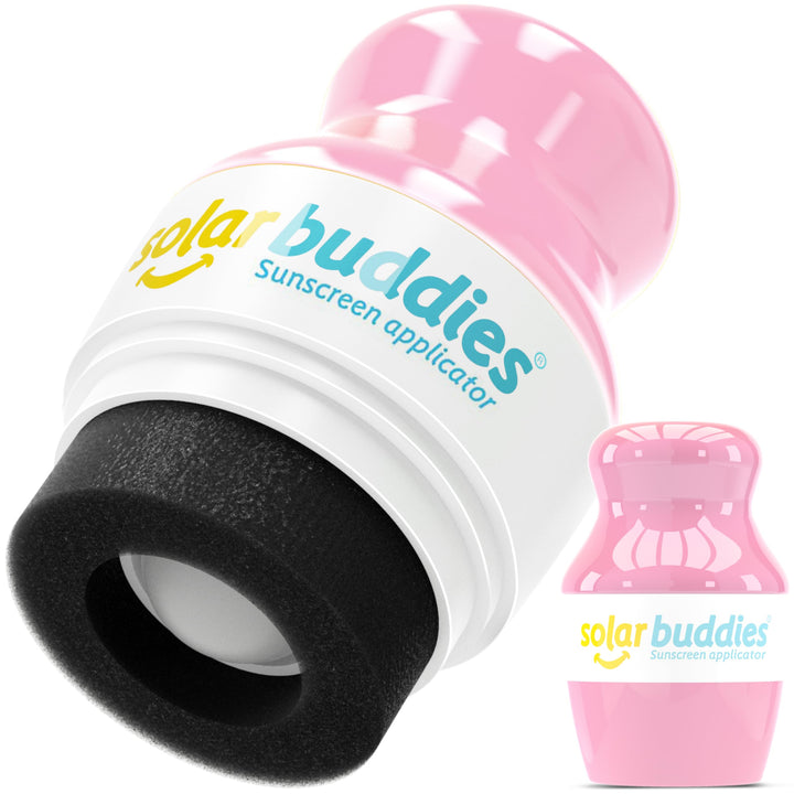 Solar Buddies front view full pink showing sleek travel-ready applicator