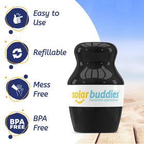 Solar Buddies in-hand size comparison highlighting 3.4 fl oz portability and grip