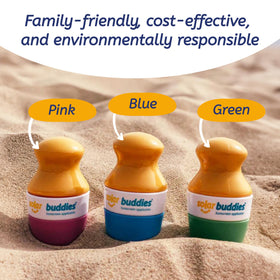 Solar Buddies replaceable heads and lid emphasizing longer product lifespan