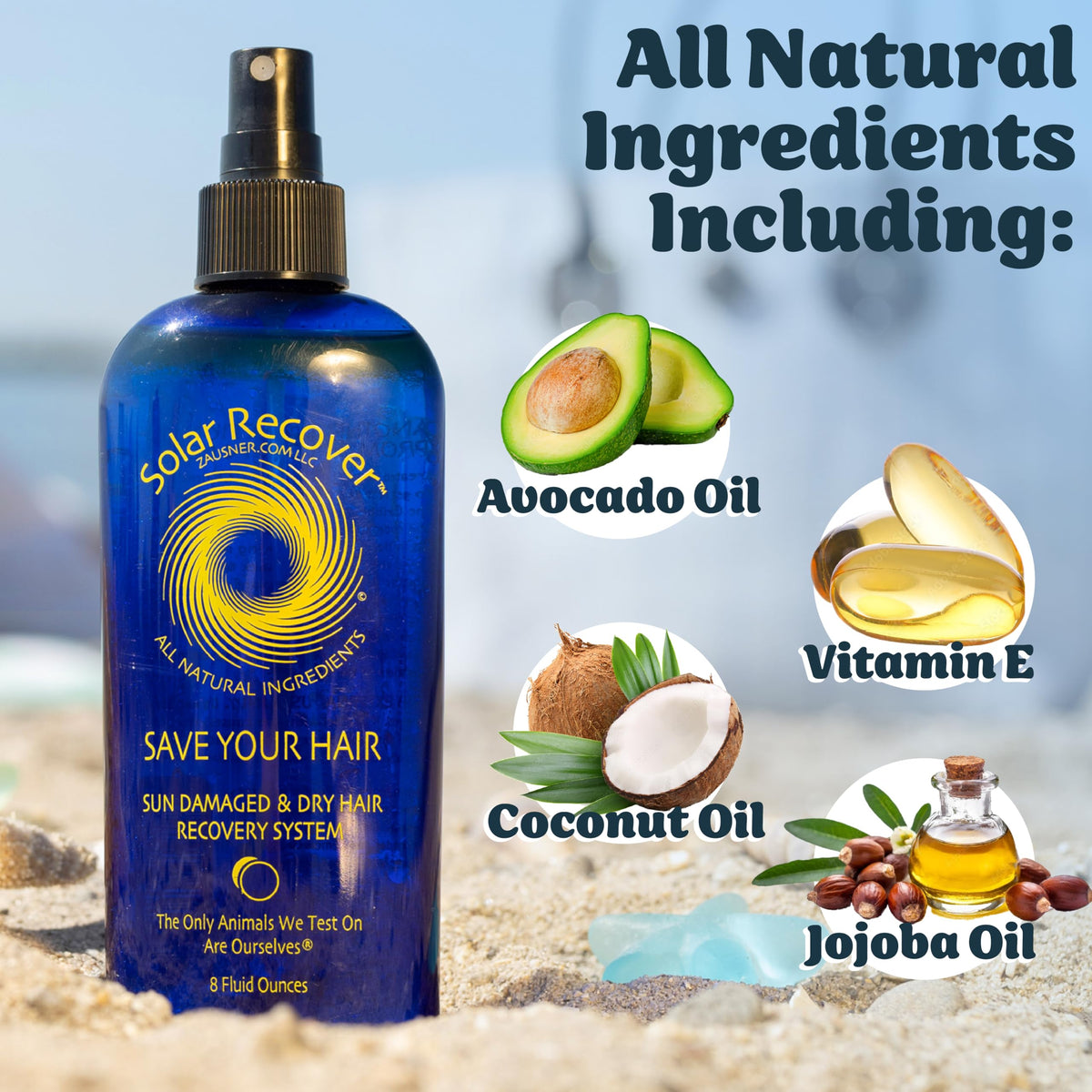 Solar Recover being sprayed onto wet hair to detangle and moisturize