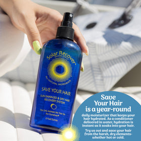 Solar Recover ingredients display with coconut oil and vitamin E benefits