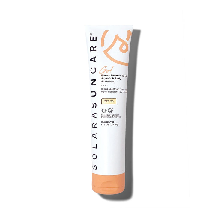 Solara Suncare front packaging showing SPF 50 and sport use benefits