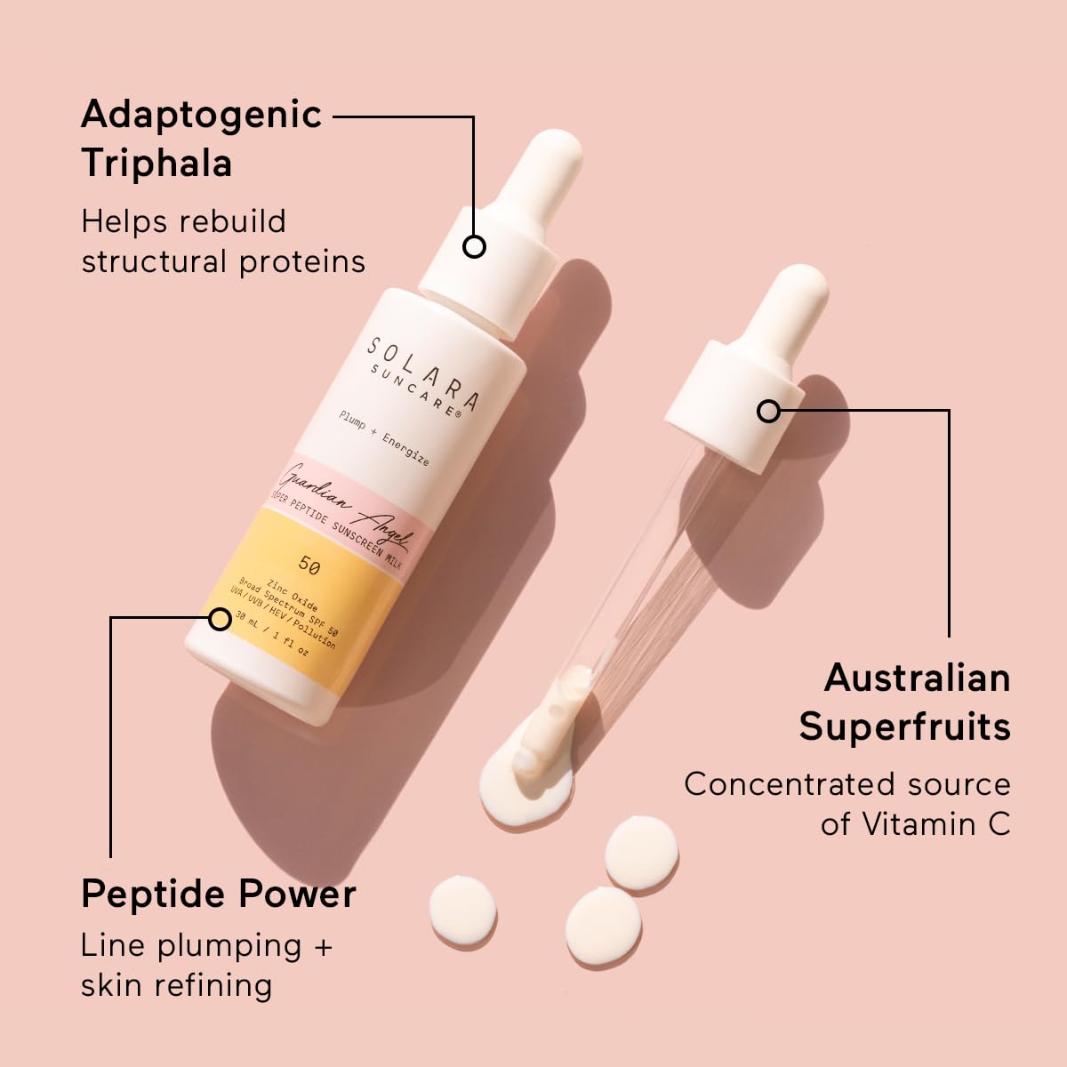 SOLARA SUNCARE applied to cheek demonstrating smooth, plumping finish benefit