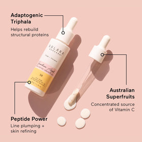 SOLARA SUNCARE applied to cheek demonstrating smooth, plumping finish benefit