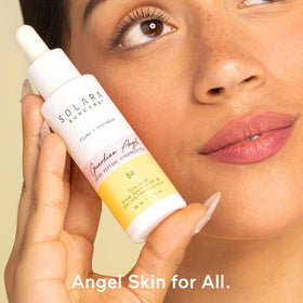 SOLARA SUNCARE certification icons panel showing EWG Verified and vegan benefit