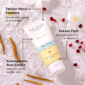 SOLARA SUNCARE used by swimmer at beach illustrating water resistance