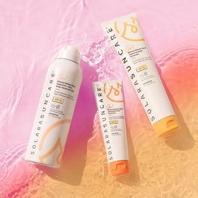 Solara Suncare ingredient label closeup highlighting zinc oxide and superfruit extracts for reassurance