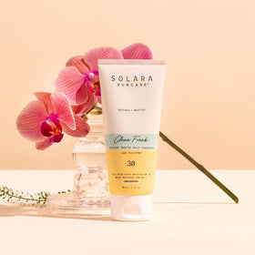 SOLARA SUNCARE open tube texture demonstrating creamy spreadability