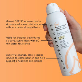 Solara Suncare texture mist on skin demonstrating sheer finish and easy blending for smooth coverage