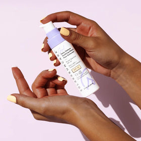 Solara Suncare tube next to everyday items showing travel-friendly size