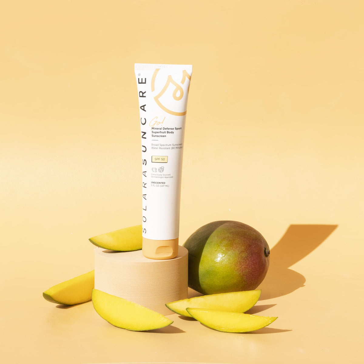 Solara Suncare lotion texture close-up demonstrating non-greasy finish