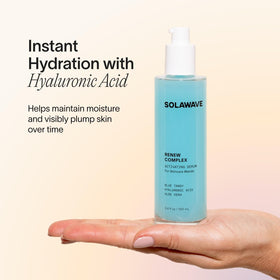 Solawave ingredients display with blue tansy highlighting calming benefits