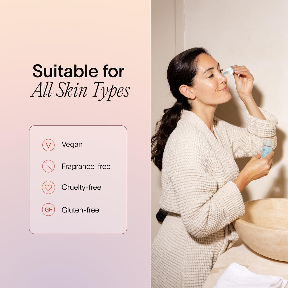Solawave on bathroom vanity illustrating daily routine convenience