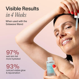Solawave serum being applied to face and neck for smooth wand glide