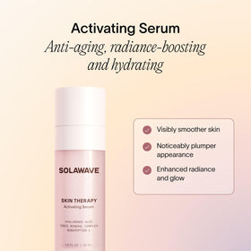 Solawave serum dropper dispensing clear texture demonstrating smooth glide for device use