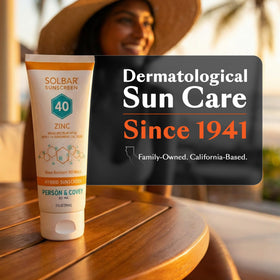 Solbar sunscreen in beach setting protecting skin during outdoor activity