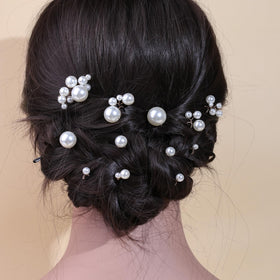 SOLENY close-up of faux pearl clusters highlighting handmade texture and shine