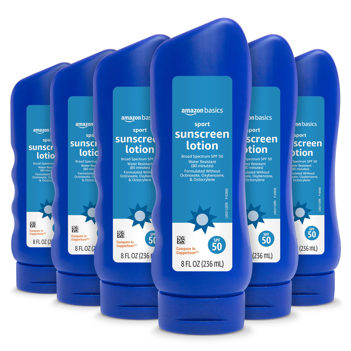 Solimo front packaging showing SPF 50 and 8 fl oz bottles for reliable sun protection