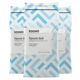 Solimo front packaging showing three resealable 8 lb bags and clear labeling for convenient storage