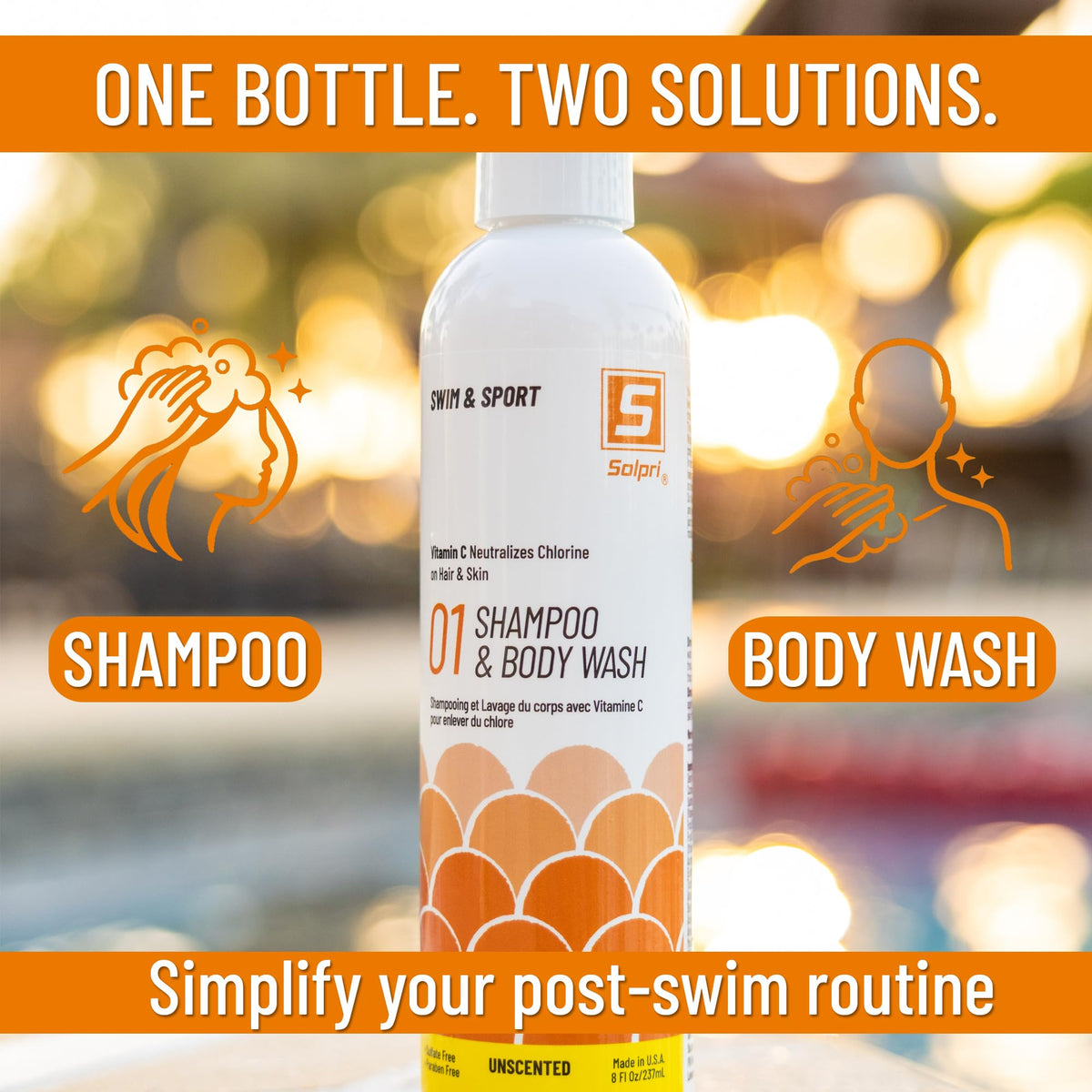 Solpri bottle label detail highlighting vitamin C chlorine neutralizer benefit