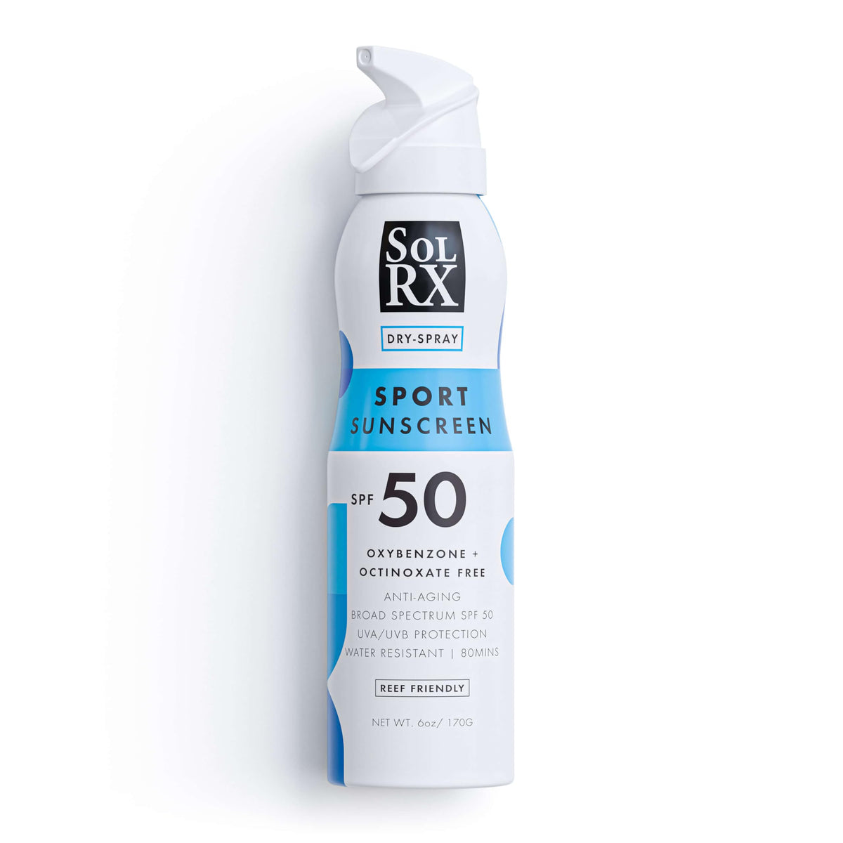 SolRX front packaging showing SPF 50 protection and active formula