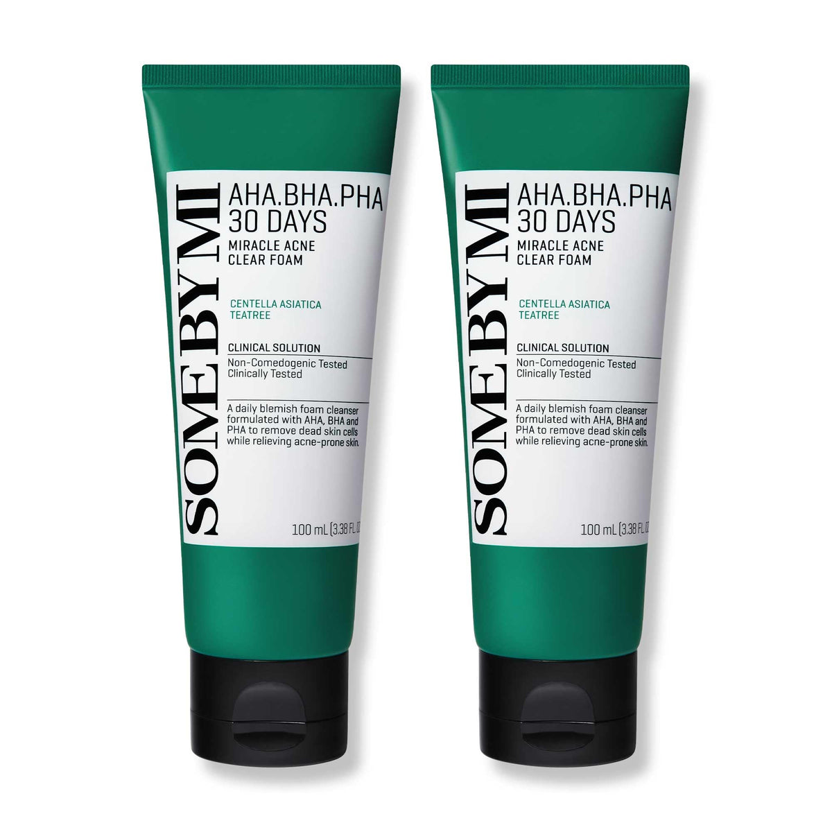 SOME BY MI front packaging of acne clear foam showing product benefits and pack of two