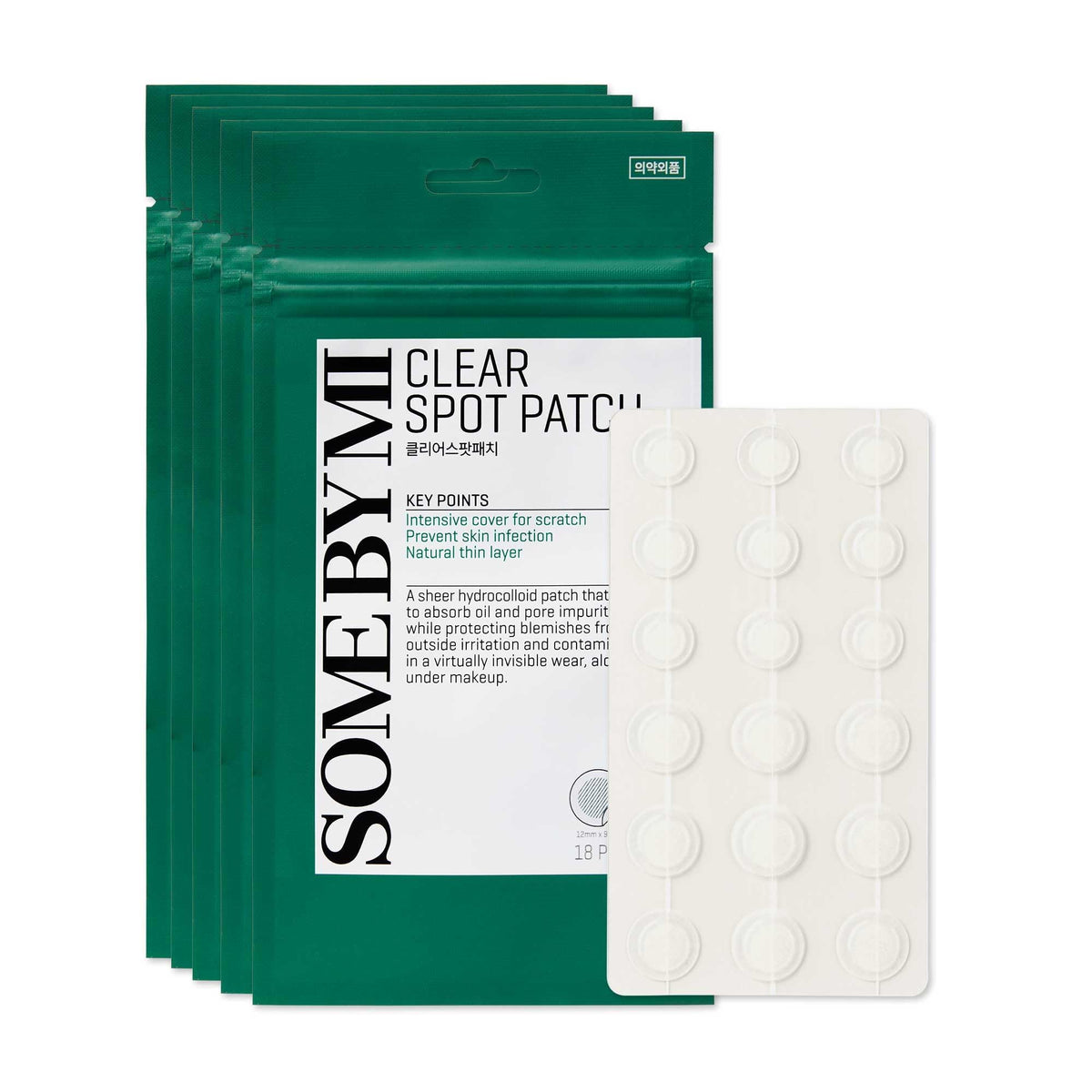 SOME BY MI front packaging showing 90-count clear spot patches for discreet protection
