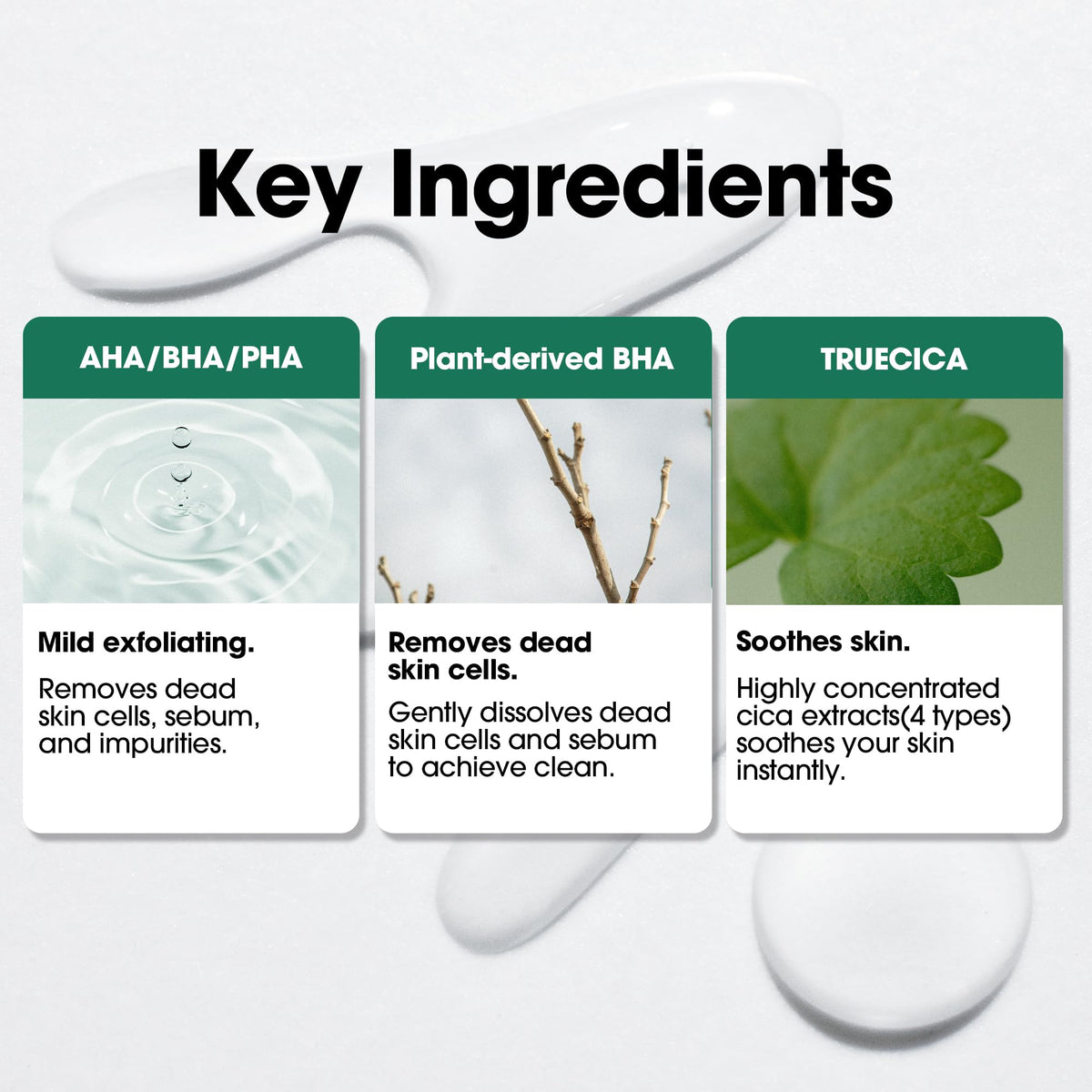 SOME BY MI label showing Truecica and AHA BHA PHA ingredient highlights