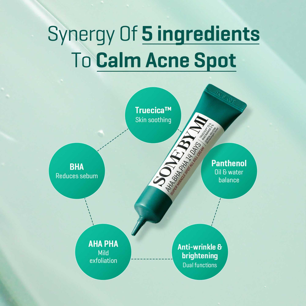 SOME BY MI closeup label showing active list and clear formulation benefit