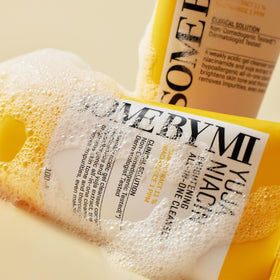 SOME BY MI cleanser on bathroom counter in routine suggesting daily use benefit
