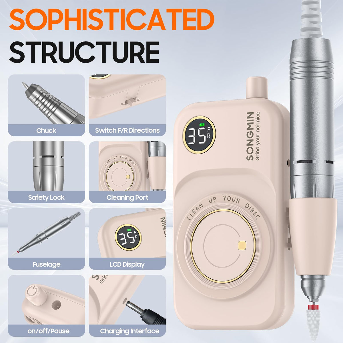 SONGMIN ventilation holes and twist-lock bit detail for cooling and secure bits