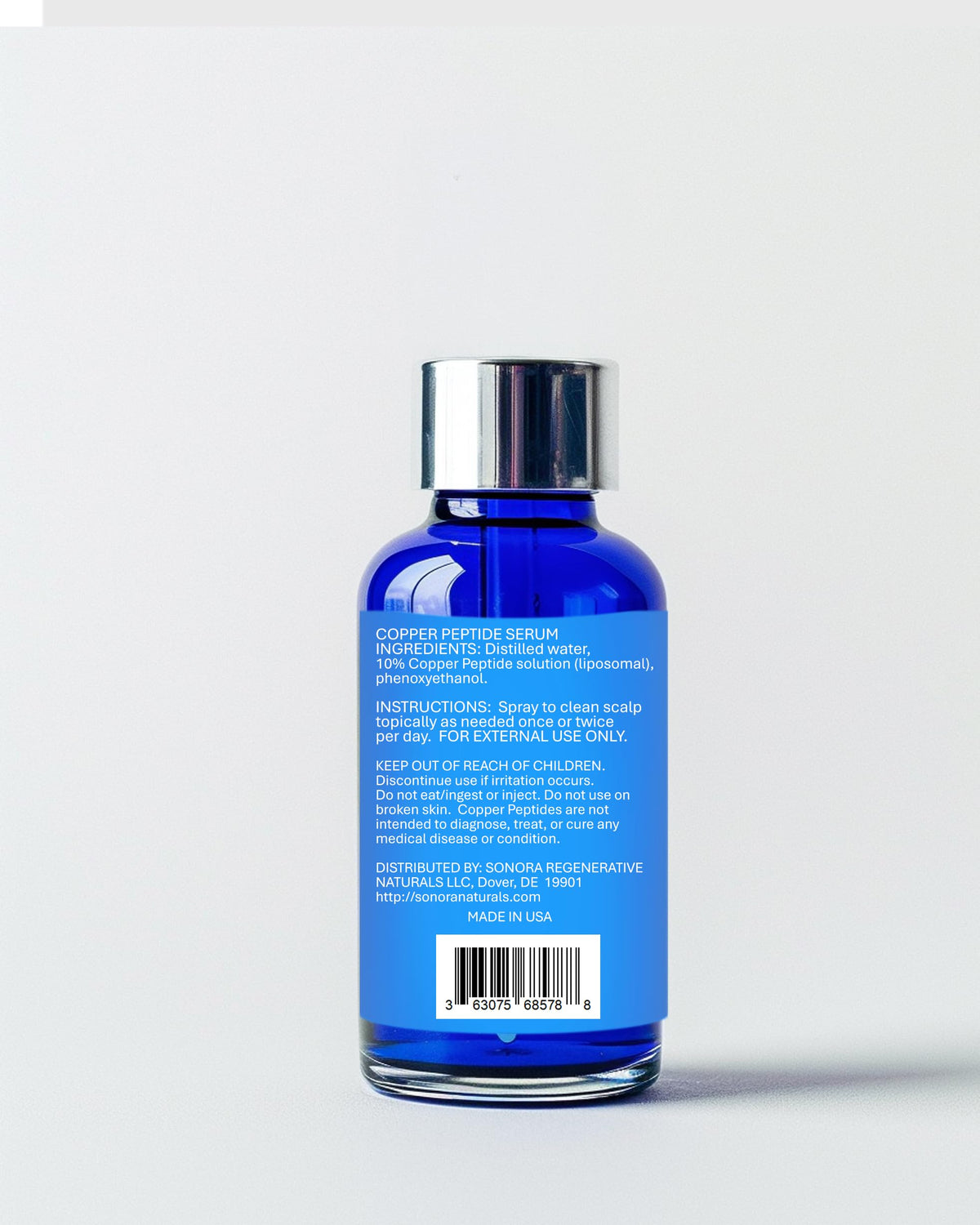 Sonora Supply Co. visual of copper peptide complex and liposome graphic conveying advanced delivery