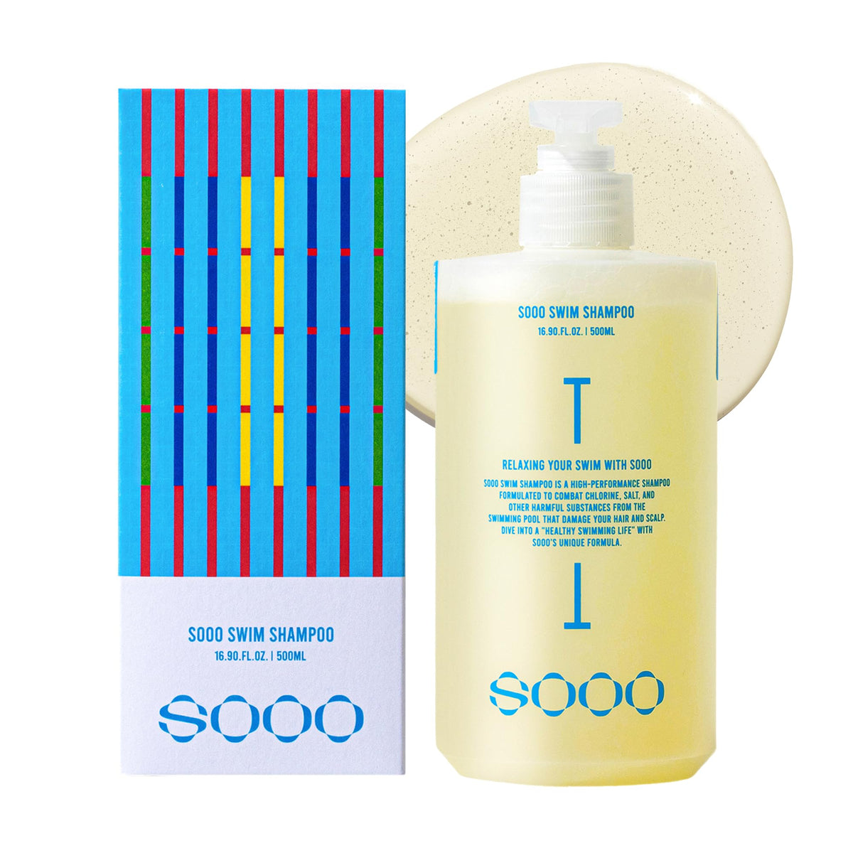 SOOO front bottle showing label and size benefits for swimmers