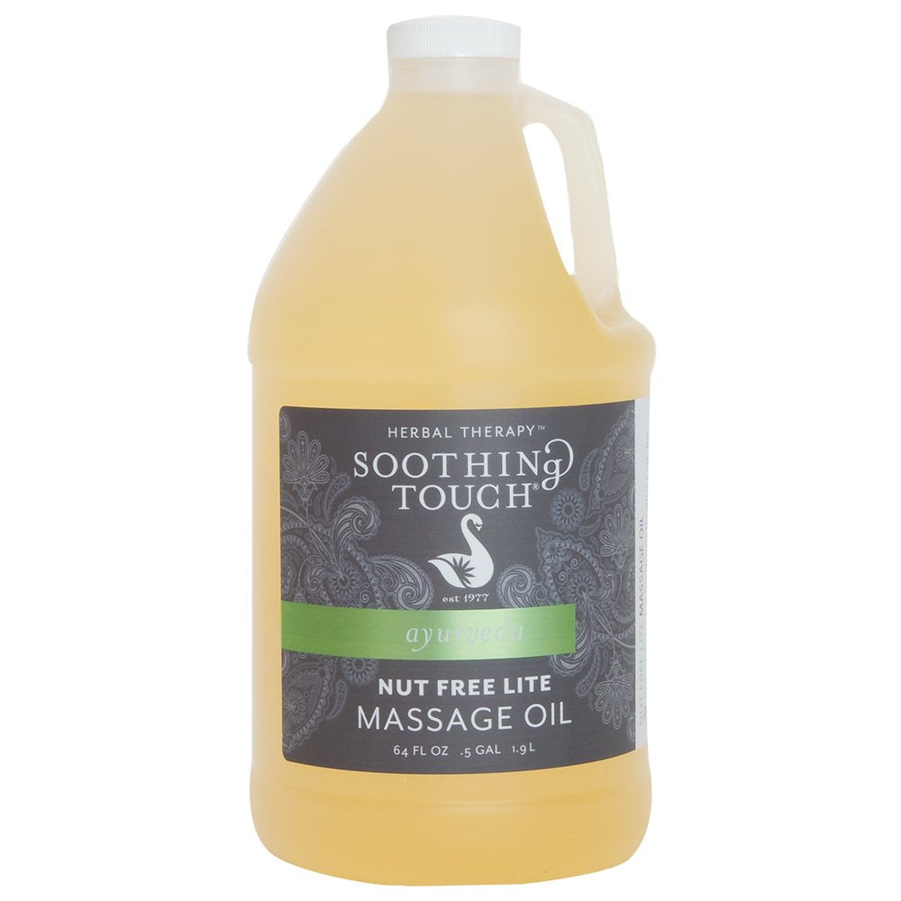Soothing Touch front label on half-gallon bottle showing ingredients and nut-free benefit