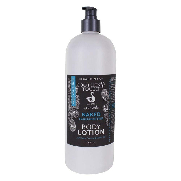 Soothing Touch front packaging showing 32 oz bottle and benefit: long-lasting hydration