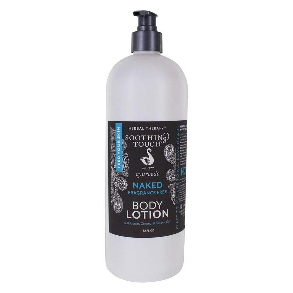 Soothing Touch front packaging showing 32 oz bottle and benefit: long-lasting hydration