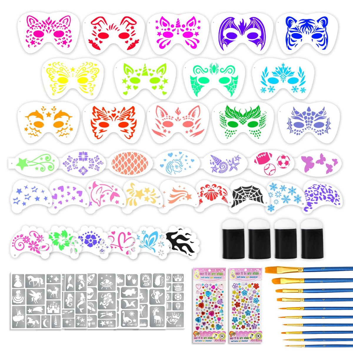 SOOVSY front packaging displaying complete 58-piece face paint kit benefits