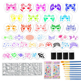 SOOVSY front packaging displaying complete 58-piece face paint kit benefits