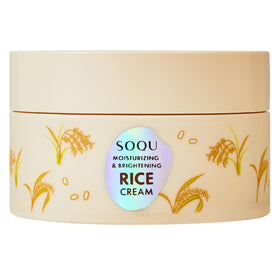 SOQU rice cream jar front view showing label and size, highlights gentle hydration