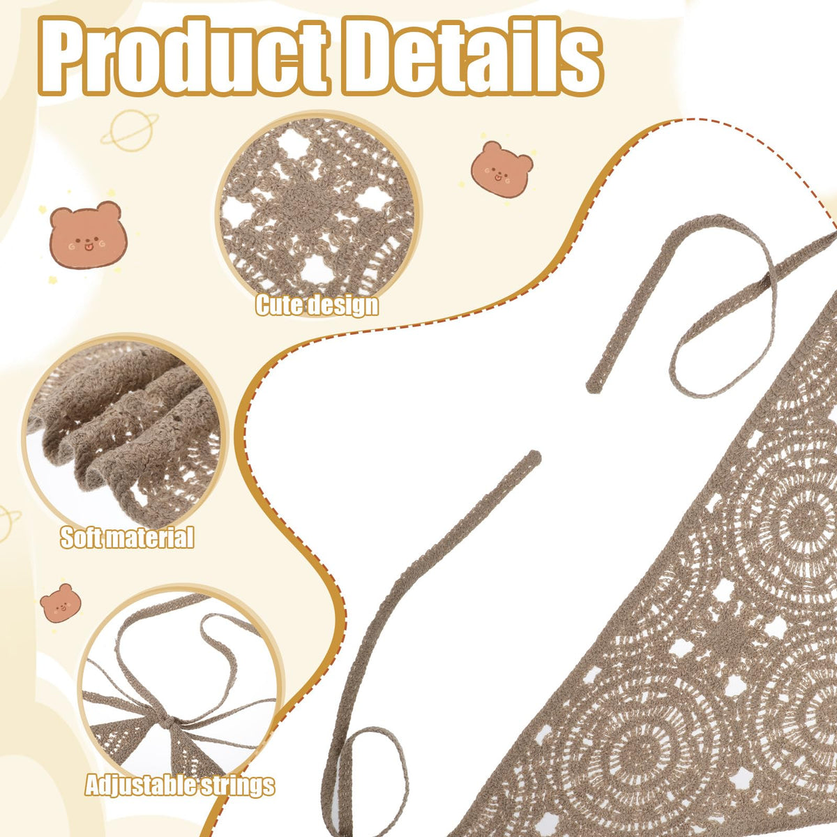 Sorcristy beige bandana tied around bun, lightweight comfort and boho look