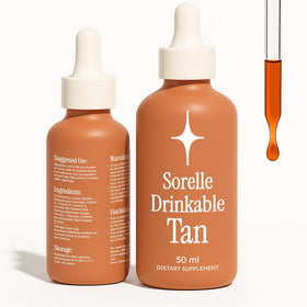 Sorelle front bottle view showing clean packaging and natural tanning benefit