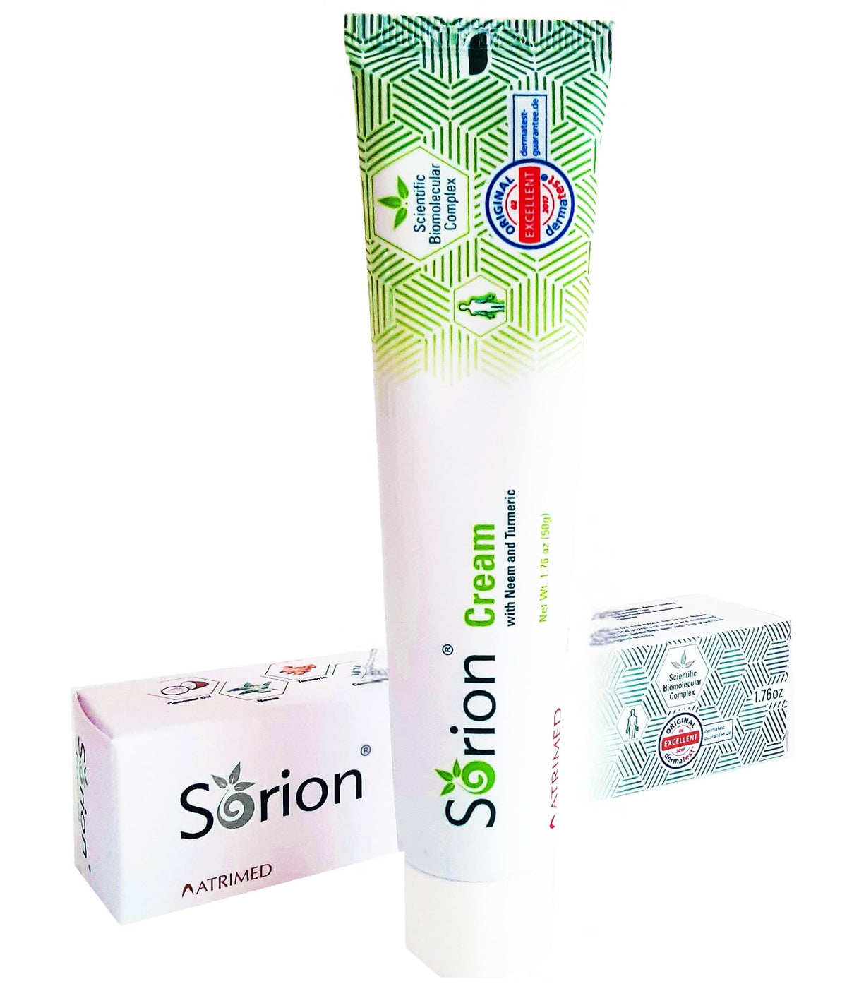 Sorion cream jar front view showing product branding and label benefits