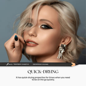 SORMÉ swatch on skin showing intense black color payoff and coverage