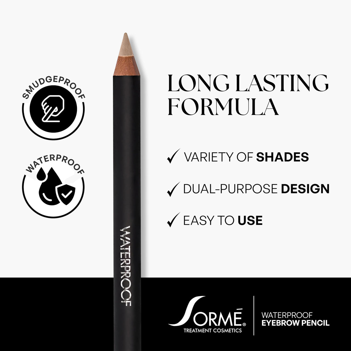 SORMÉ pencil held in hand to show compact travel-friendly size